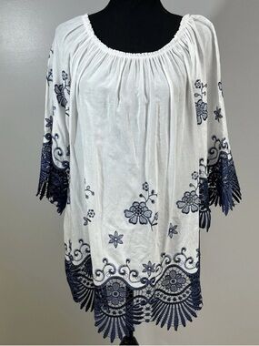 NWT New Collection 100% Viscose Made In Italy Wmn’s embroidered in NavyBlue M